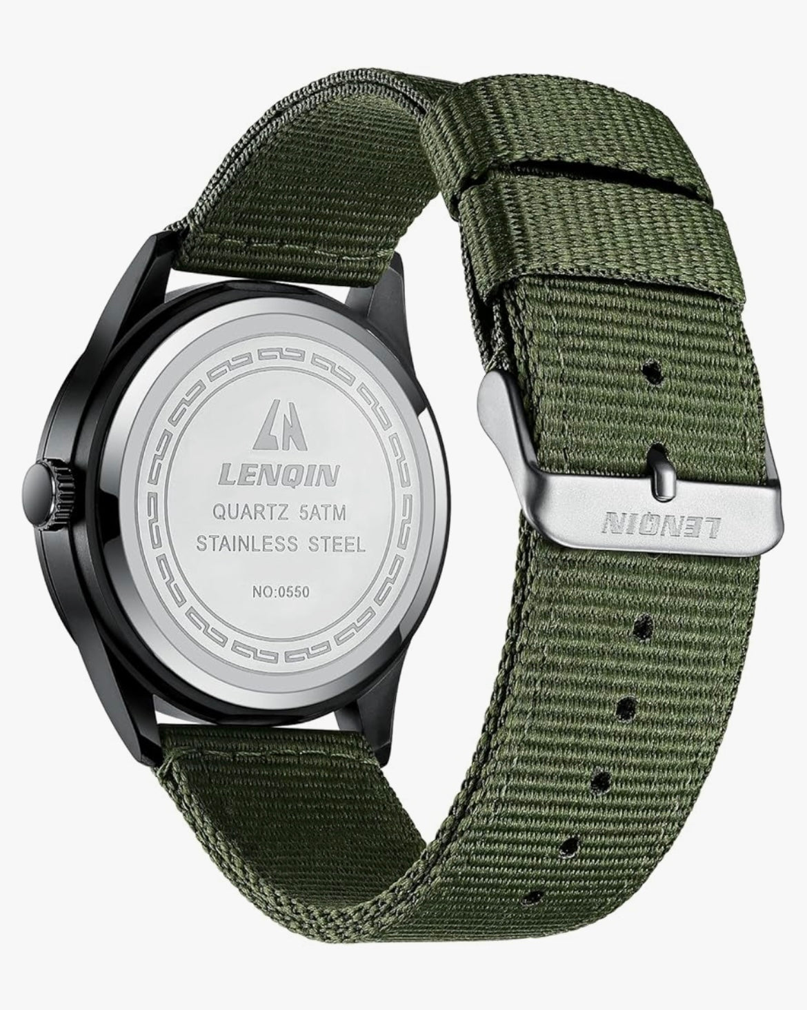 LN LENQIN Men's Military Sport Watch - Army Green Nylon Strap Tactical Field Watch